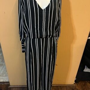 Black and White Striped Jumpsuit